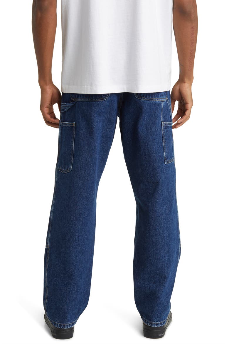 Double Knee Work Jeans, Alternate, color, BLUE (STONE WASHED)