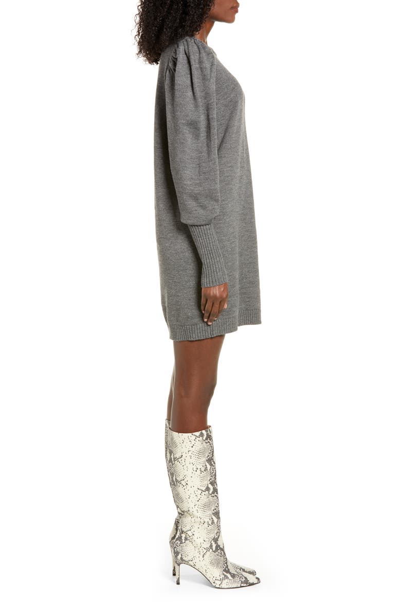 x Influencers San Francisco Puff Sleeve Sweater Dress (Nordstrom Exclusive), Alternate, color, CHARCOAL