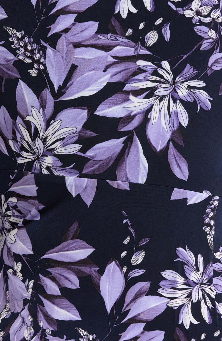 Connected Apparel Bell Sleeve Faux Wrap Dress, Alternate, color, Lilac