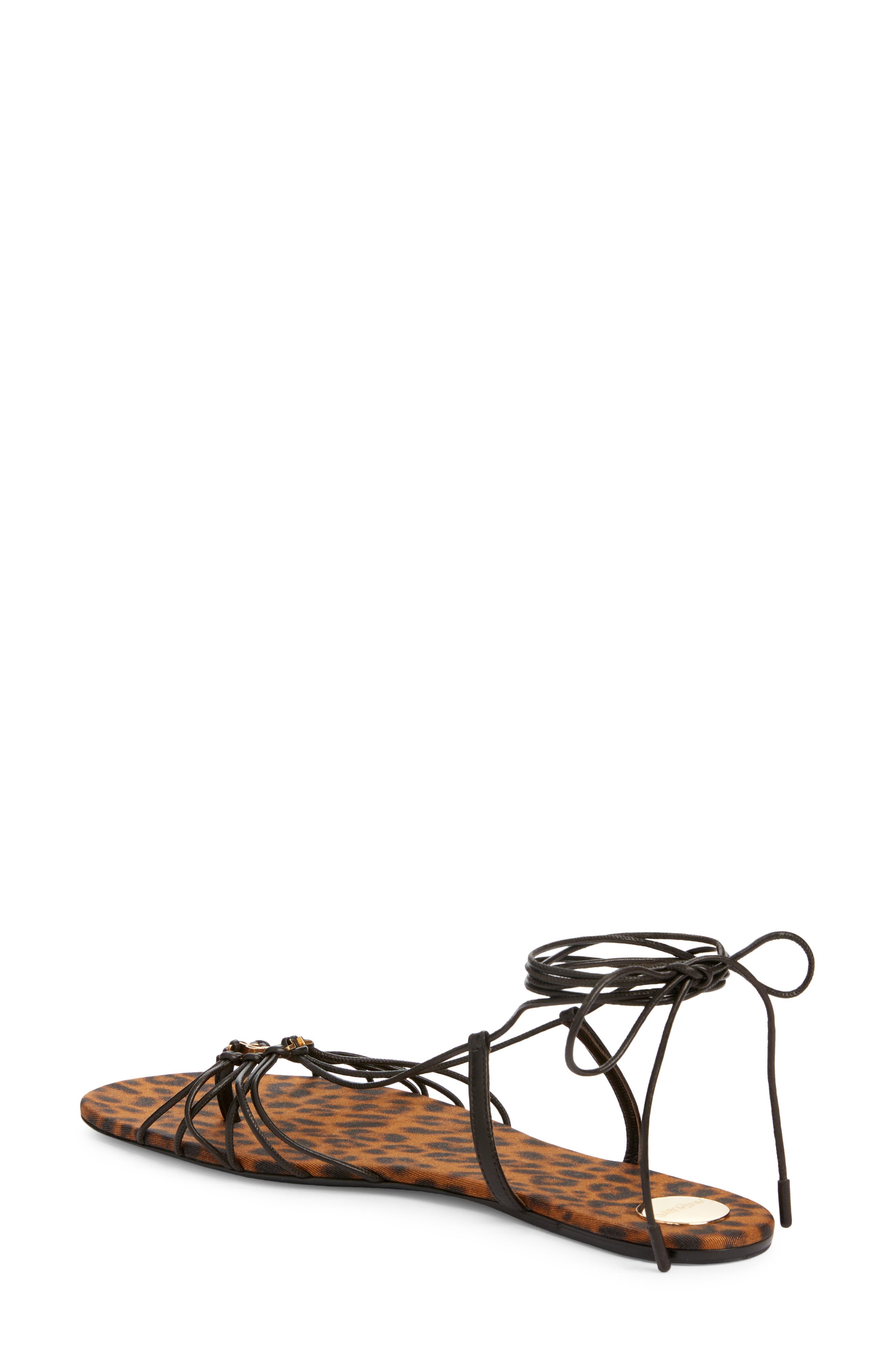 Saint Laurent Bridget Wraparound Ankle Strap Sandal, Alternate, color, Eagle Brown