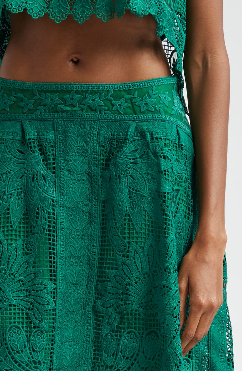 FARM Rio Toucan Guipure Lace Maxi Skirt, Alternate, color, 