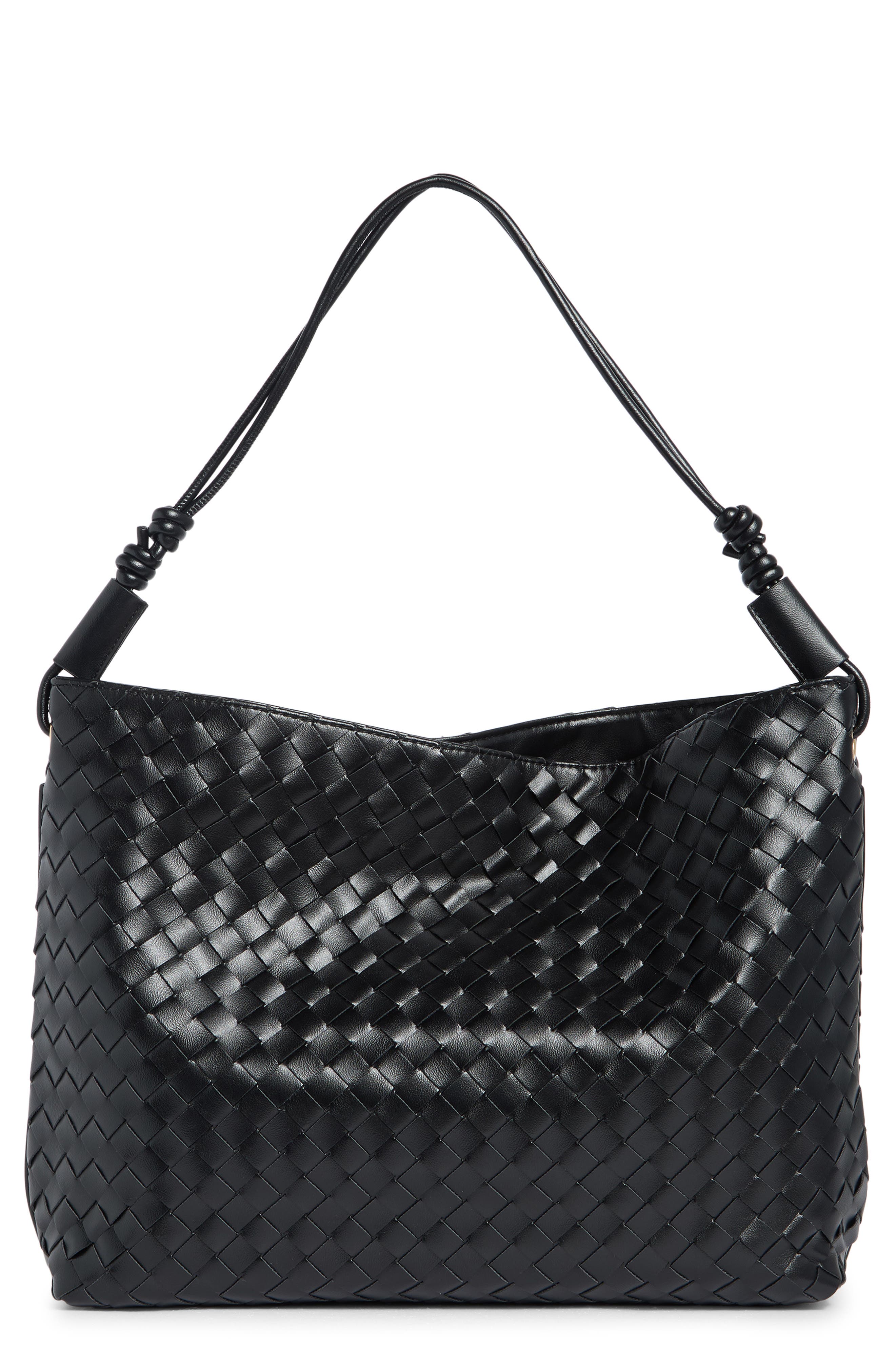 Woven Faux Leather Hobo