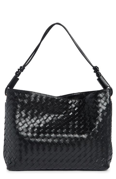 Woven Faux Leather Hobo