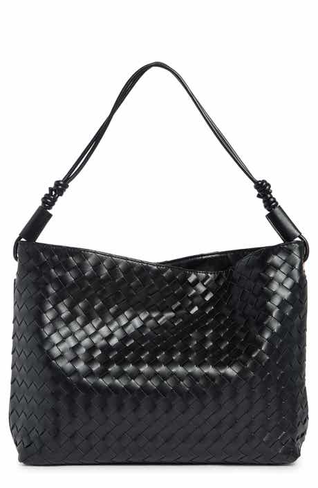 Woven Faux Leather Hobo