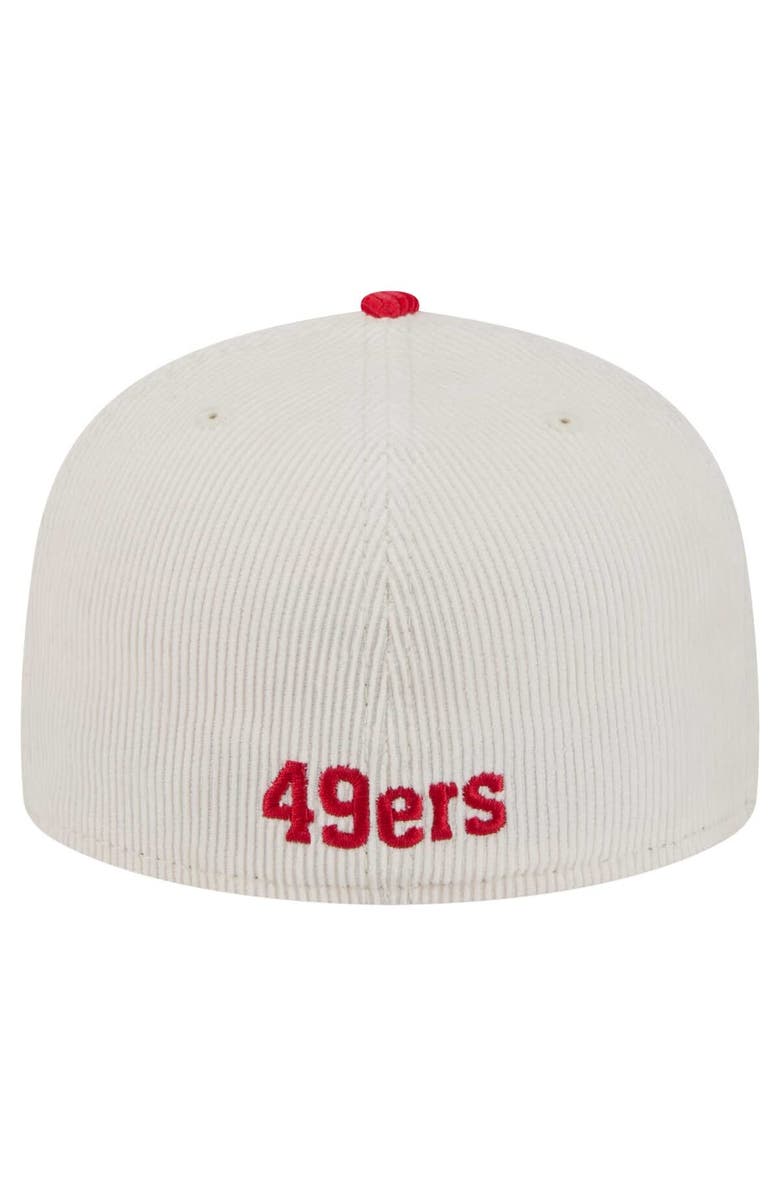 New Era Men's New Era Cream/Scarlet San Francisco 49ers Throwback Corduroy 59FIFTY Fitted Hat, Alternate, color, 