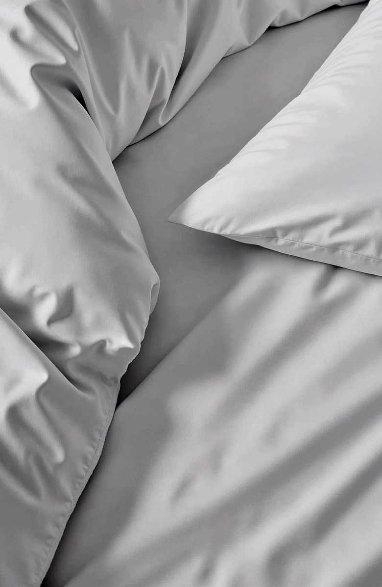 Italic Luxe Australian Sateen Duvet Cover, Alternate, color, Pebble Gray