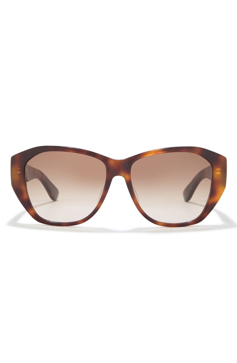 Saint Laurent 56mm Gradient Square Sunglasses, Main, color, Shiny Medium Havana