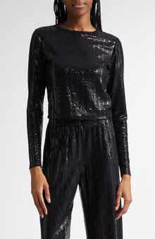 Alice + Olivia Delaina Sequin Embellished Crop Top