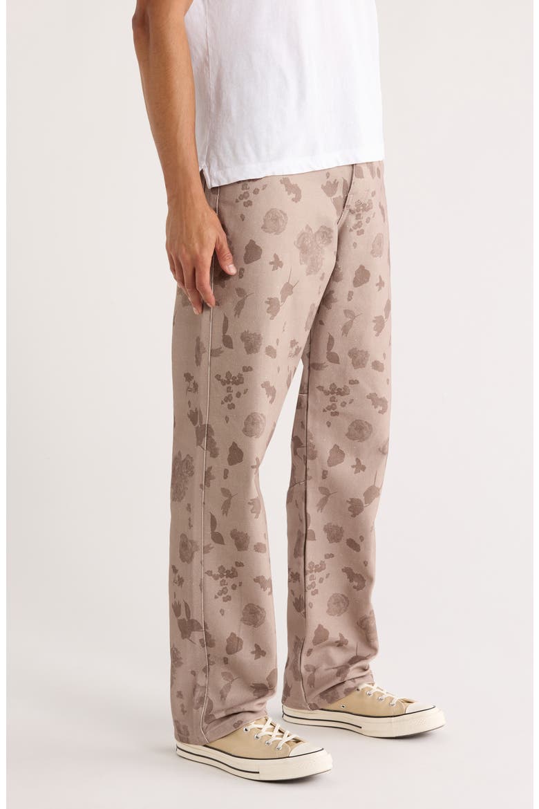 Tonal Floral Twill Pants, Alternate, color, PEBBLE