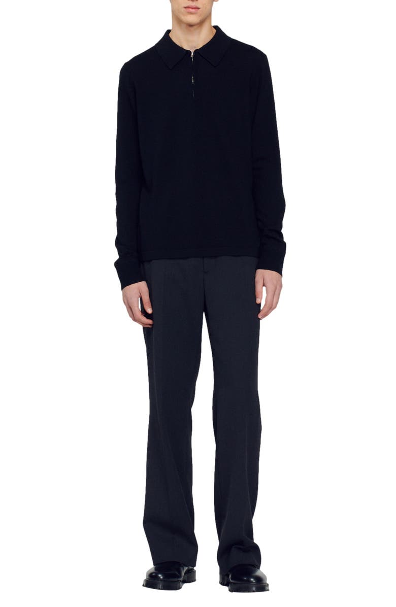 SANDRO Milano Long Sleeve Quarter Zip Wool Blend Polo, Alternate, color, 