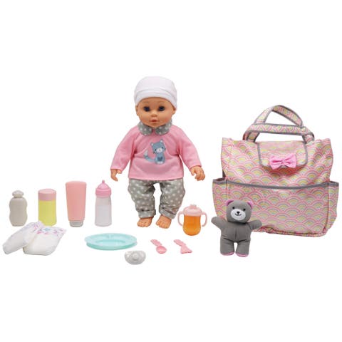 16" Baby Doll with Diaper Bag Set