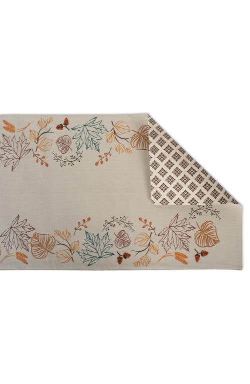 Design Imports Autumn Leaves Reversible Cotton Table Runner In Gray