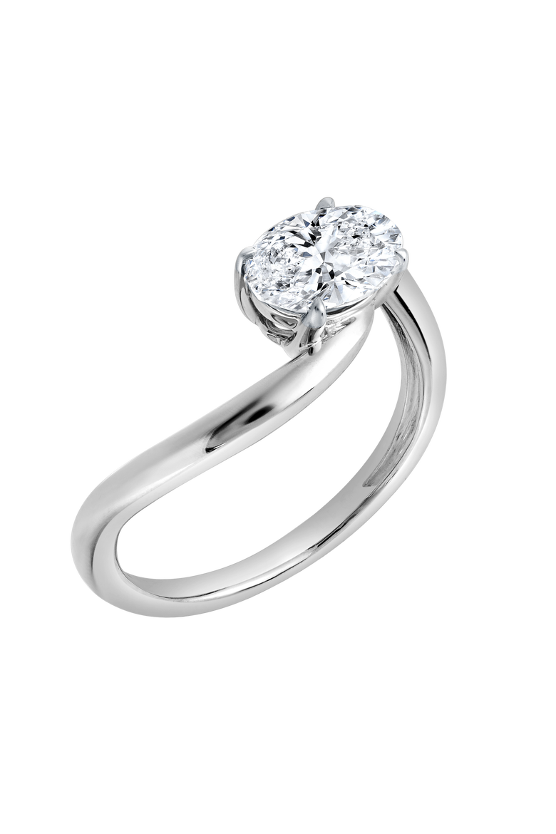Lilian 1 Ct Oval Lab Grown Diamond Engagement Ring, Alternate, color, 14K White Gold