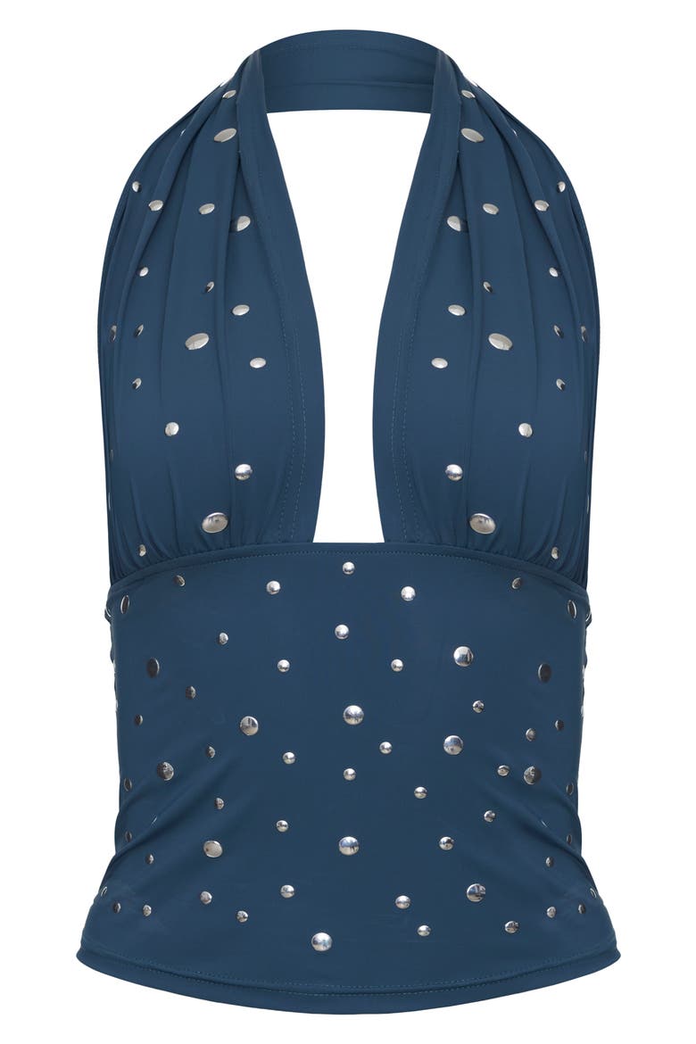 Safari Stud Halter Crop Top, Alternate, color, SLATE