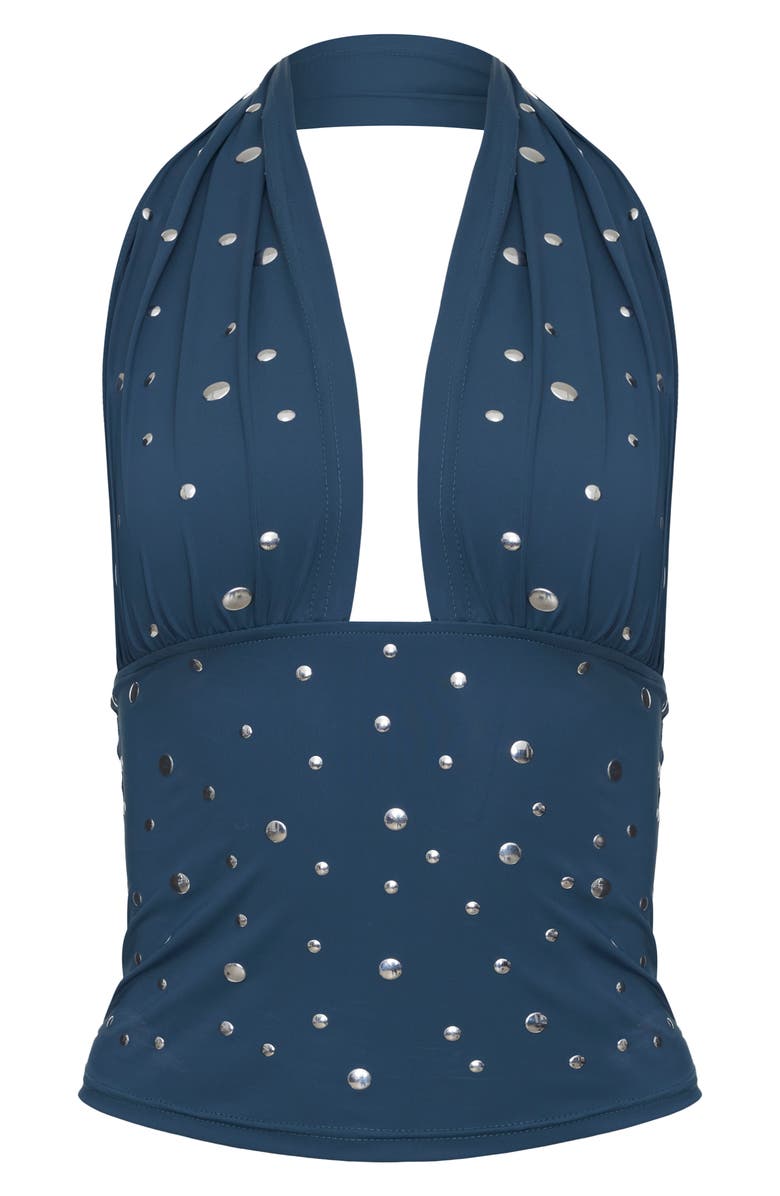 LIONESS Safari Stud Halter Crop Top, Alternate, color, Slate