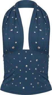 LIONESS Safari Stud Halter Crop Top