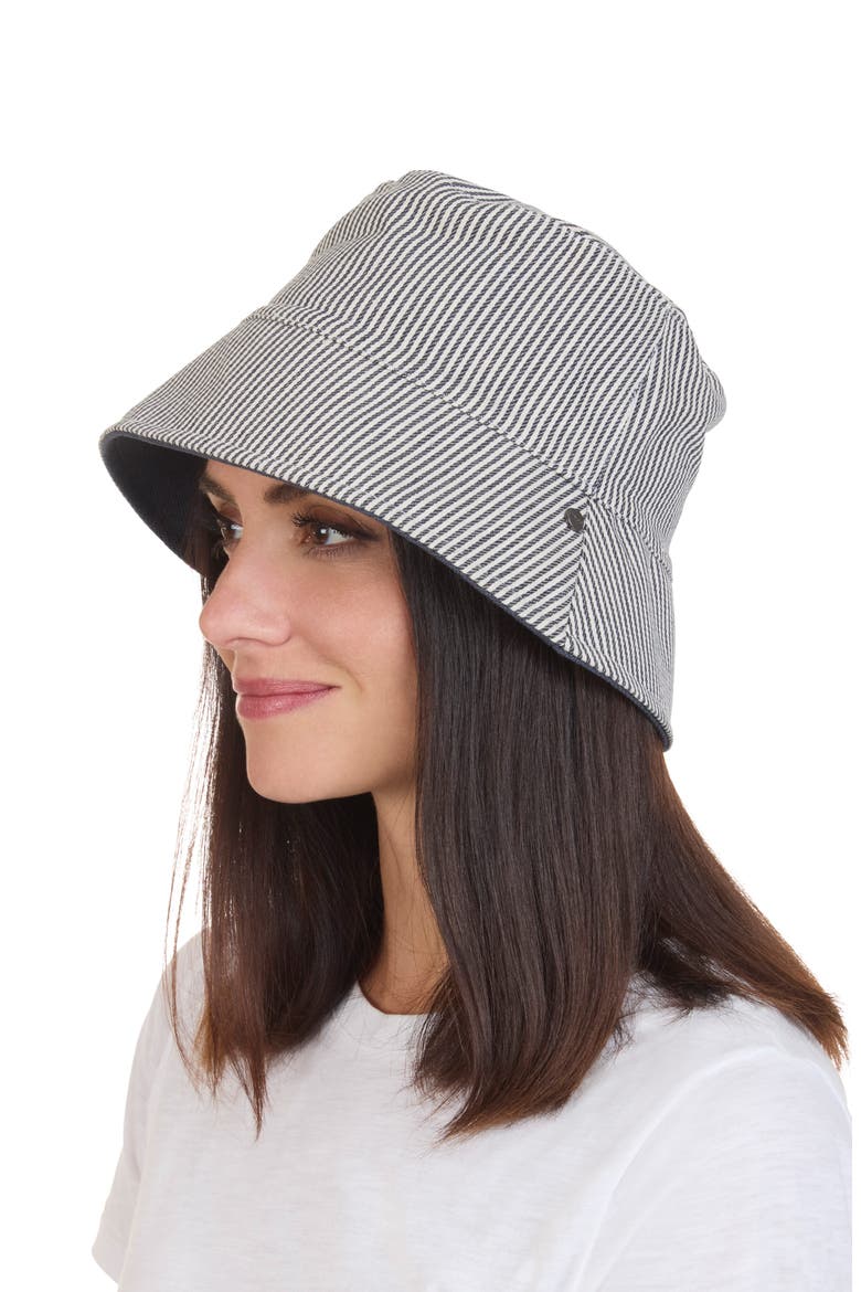 Stripe Canvas Bucket Hat, Alternate, color, NAVY