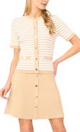Halogen® Stripe Short Sleeve Cardigan