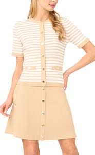 Halogen® Stripe Short Sleeve Cardigan
