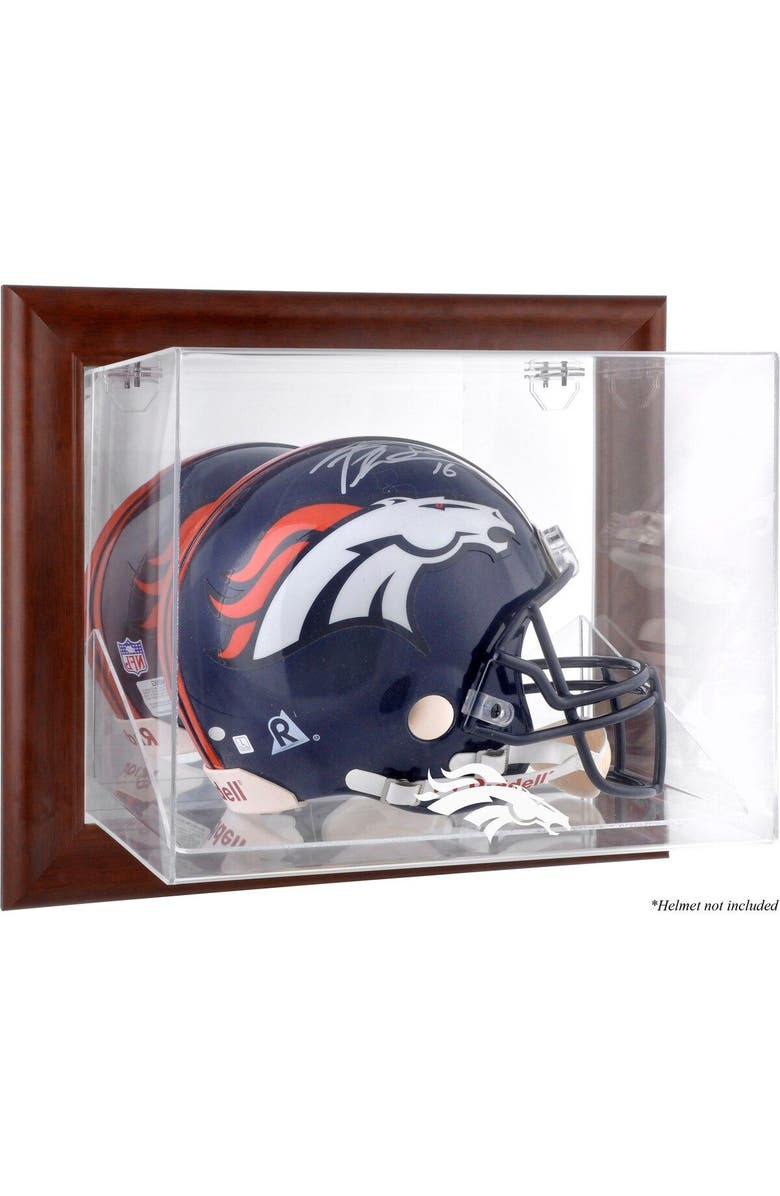 FANATICS AUTHENTIC Denver Broncos Brown Framed Wall-Mountable Logo Helmet Case, Main, color, 