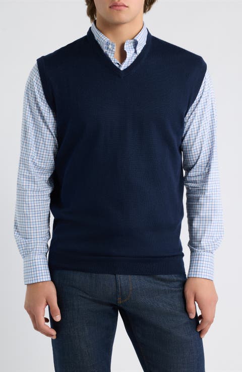 Autumn Crest Merino Wool Blend V-Neck Sweater Vest