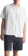 Brooklyn Industries Stripe Short Sleeve Cotton Button-Up Shirt