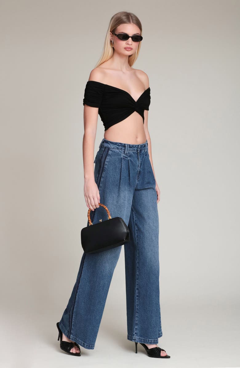 Avec Les Filles Off the Shoulder Crop Top, Alternate, color, Black