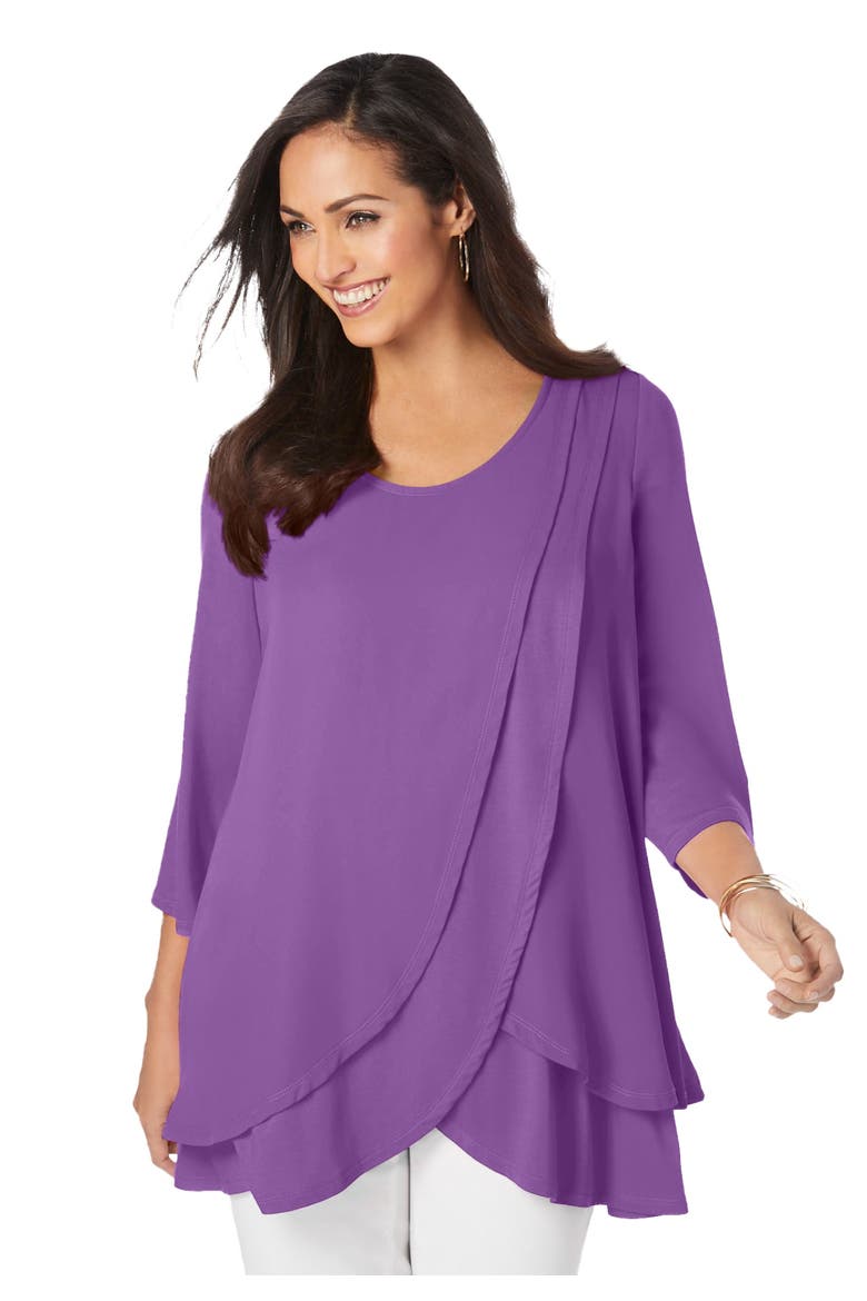Double Layer High Low Tunic, Main, color, BRIGHT VIOLET