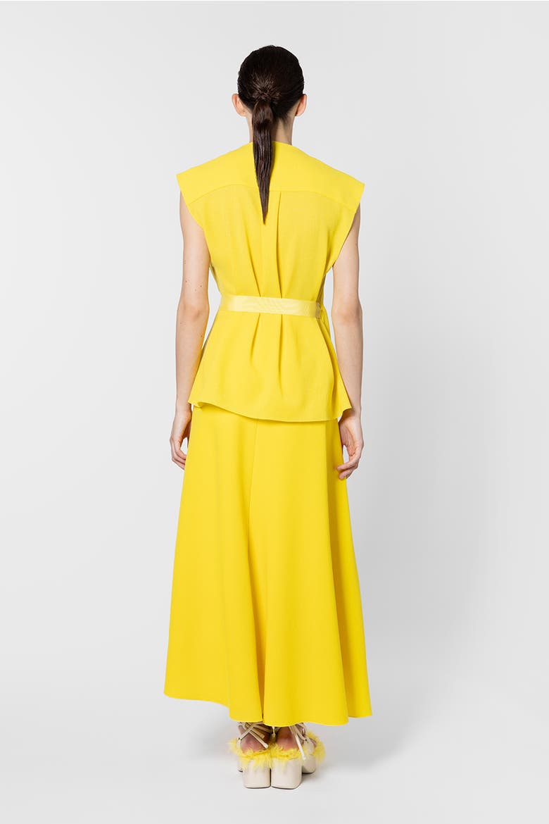 Asha Crepe Midi Skirt, Alternate, color, Jaune