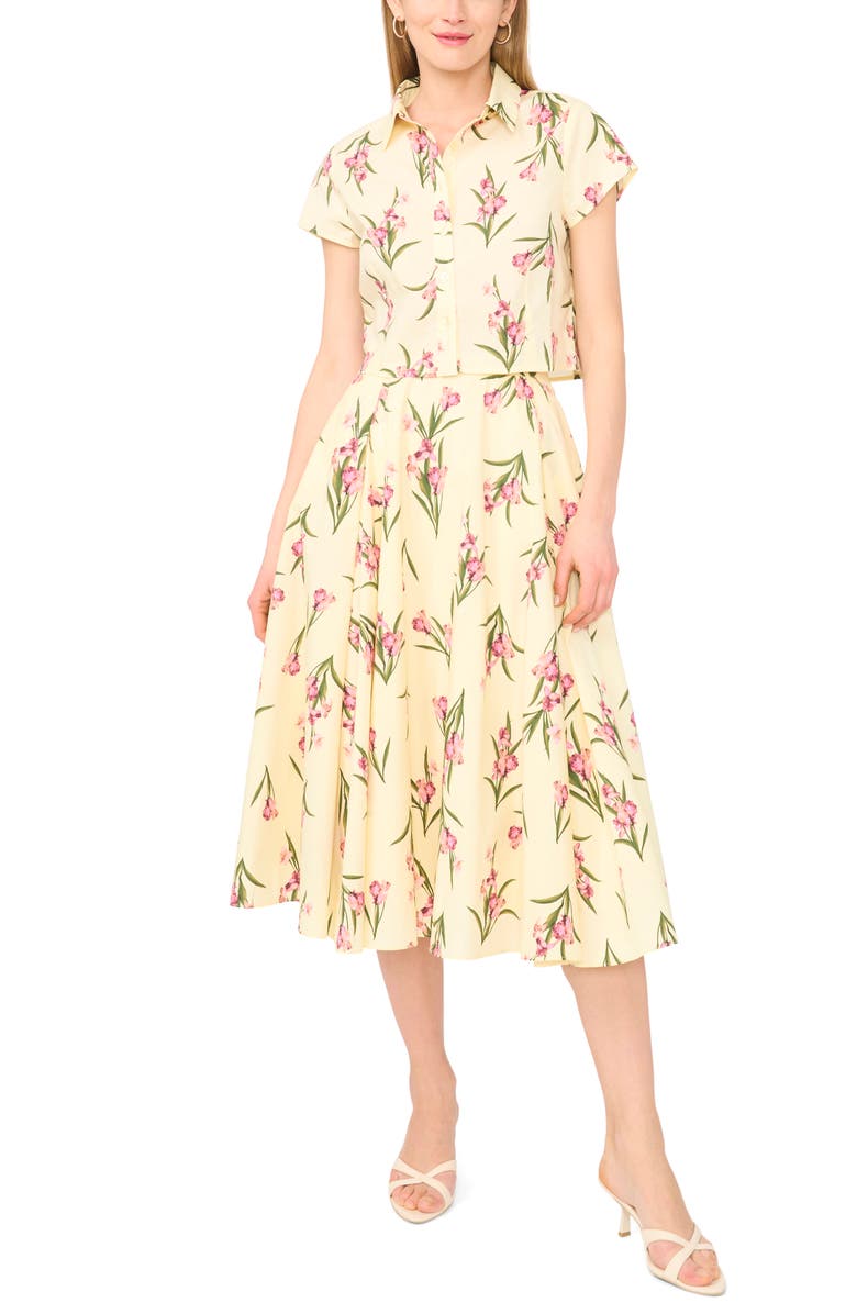 Ted Baker Cap Sleeve Button Up Shirt, Alternate, color, Light Yellow