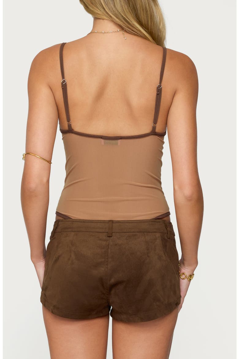 Contrast Sheer Cutout Camisole, Alternate, color, BROWN
