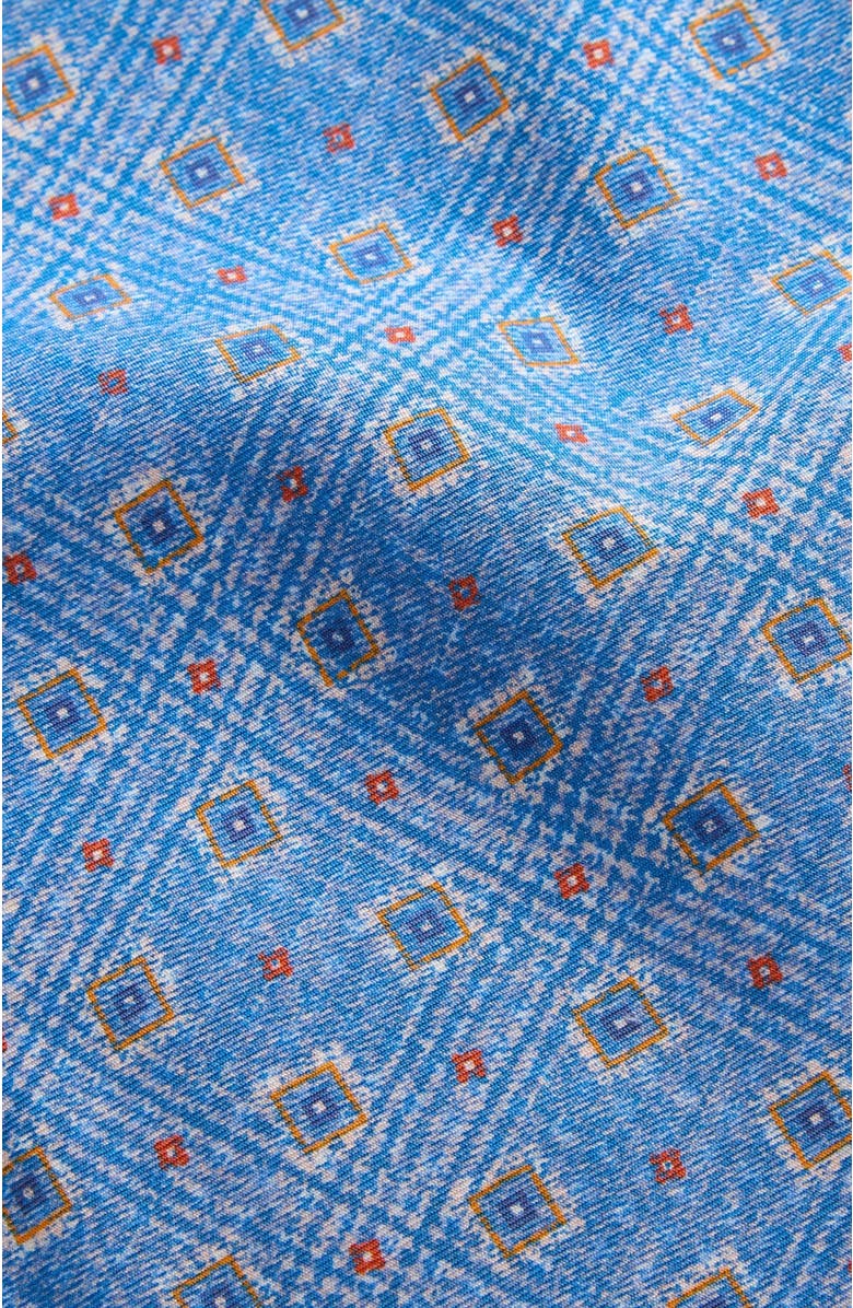 Robert Talbott Collins Reversible Silk/Cotton Pocket Square, Alternate, color, Blue/Orange Neat