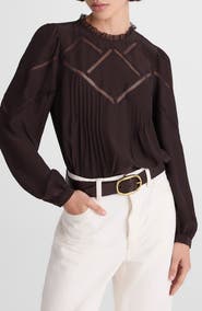 Madewell Lace Insert Mock Neck Long Sleeve Top