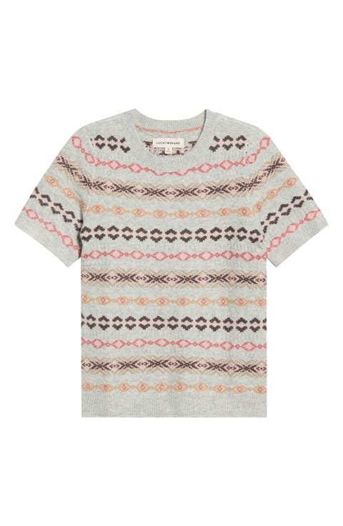 Fair Isle Short Sleeve Sweater