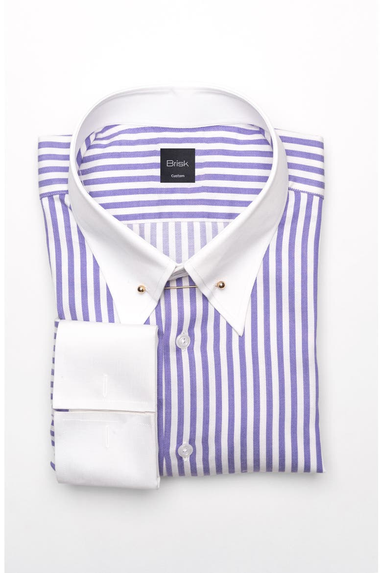 Bengal Twill Stripes Pima Cotton Shirt, Main, color, Classic Golden Pin Collar