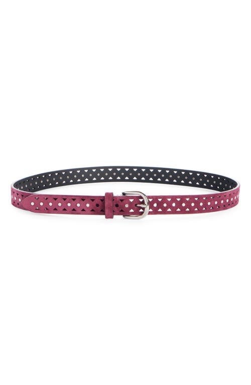 Isabel Marant Ohen Perforated Leather Belt In Raspberry 40ry