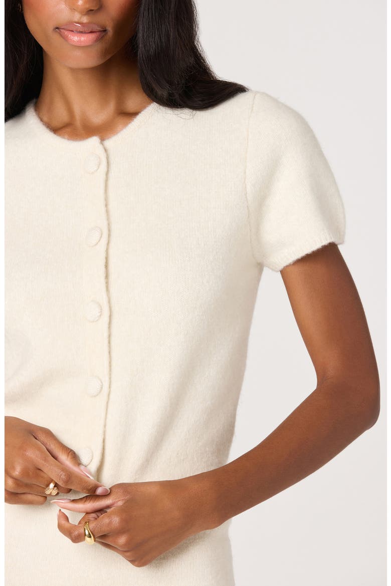 Jailyn Short Sleeve Cardigan, Alternate, color, CREAM