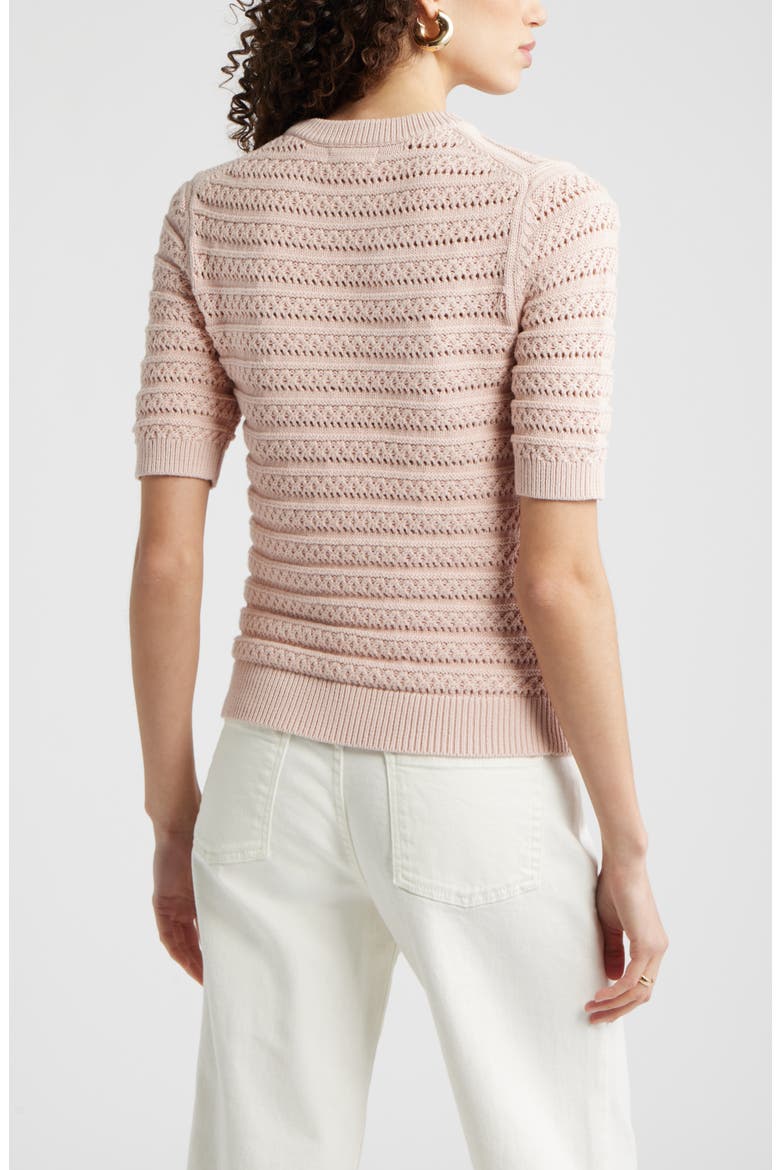 Open Stitch Crewneck Sweater, Alternate, color, PINK SMOKE