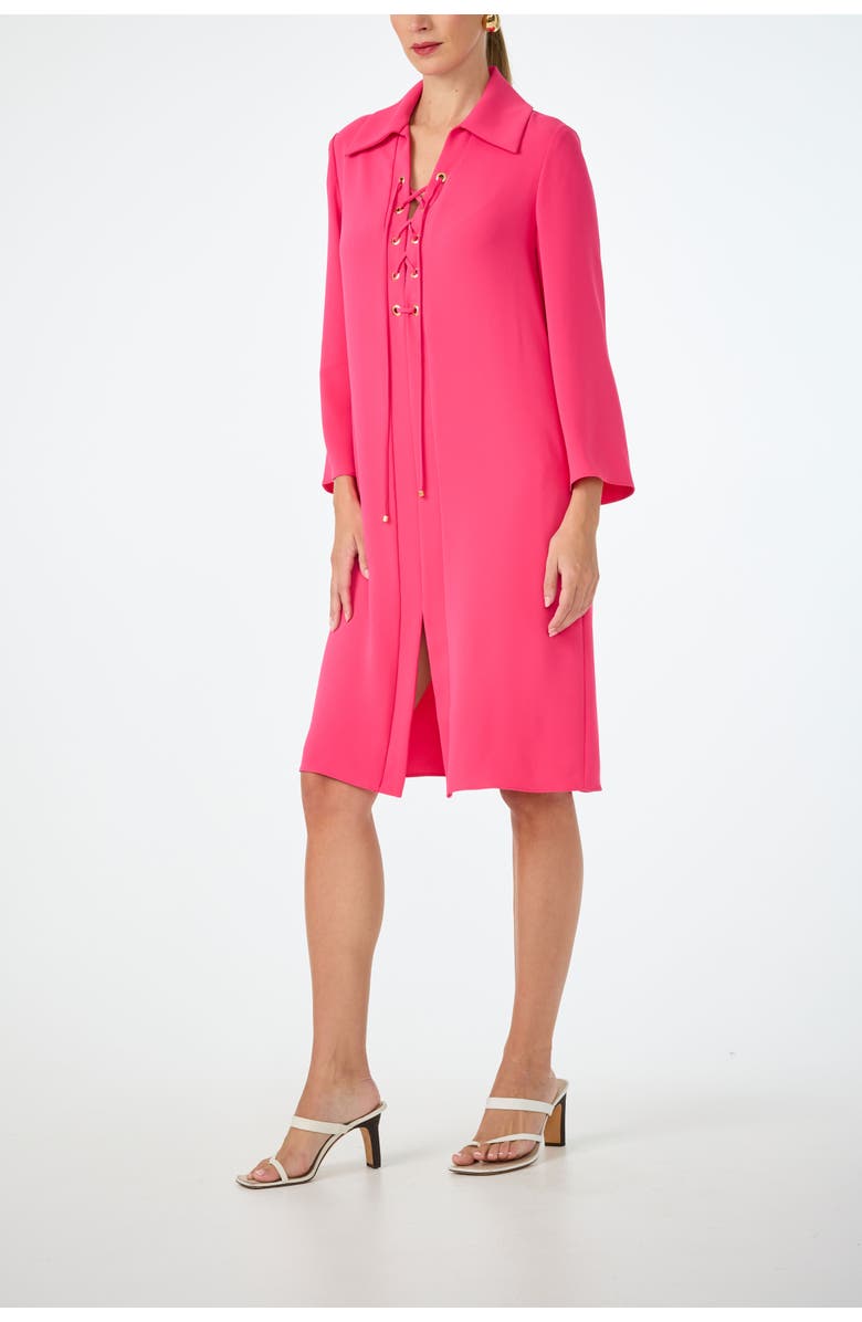 Trina Turk Janeiro Lace Up Collared Dress, Alternate, color, Rio Rose