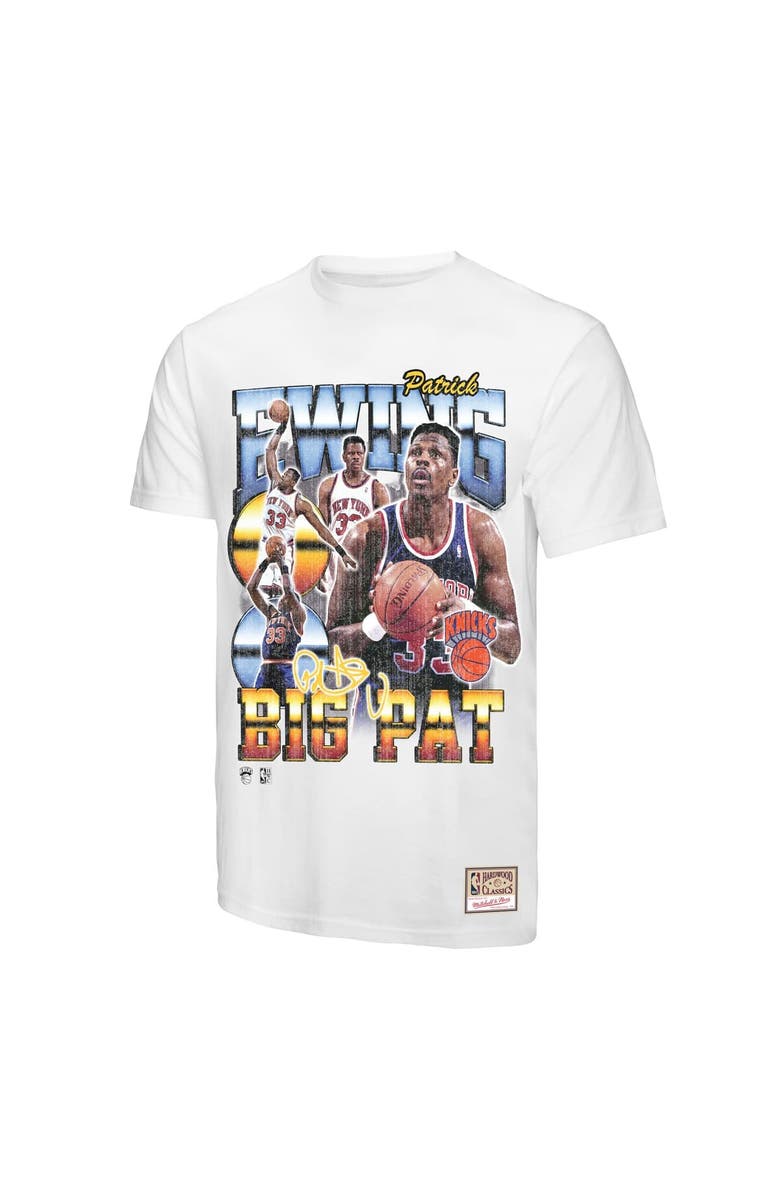 Mitchell & Ness Men's Mitchell & Ness Patrick Ewing White New York Knicks Hardwood Classics Commemorative Player Collage T-Shirt, Alternate, color, White