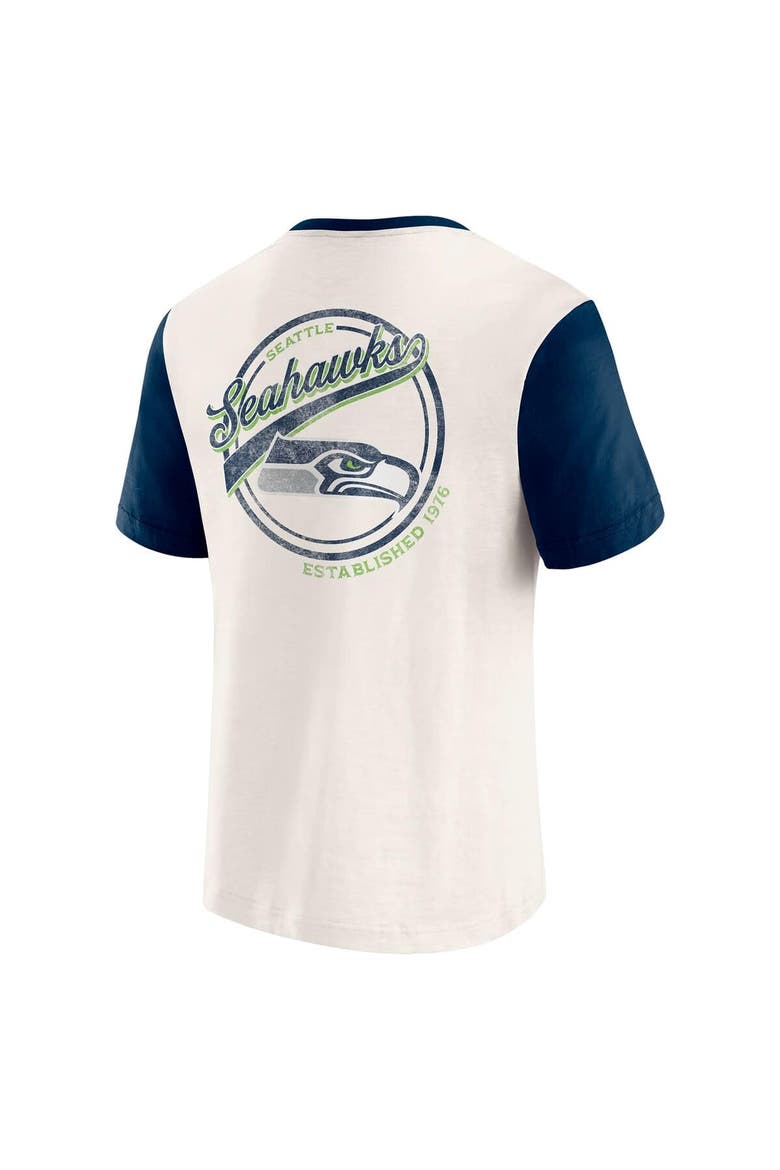 Men's Darius Rucker Collection by Fanatics Cream Seattle Seahawks Henley Colorblock Slub Pocket T-Shirt, Alternate, color, Cream