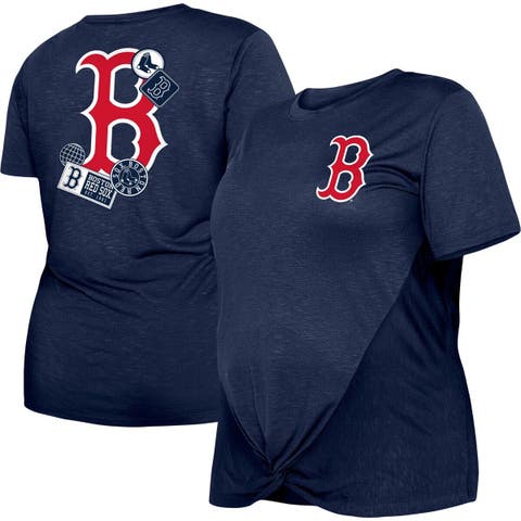 Women's New Era Navy Boston Red Sox Plus Size Two-Hit Front Knot T-Shirt