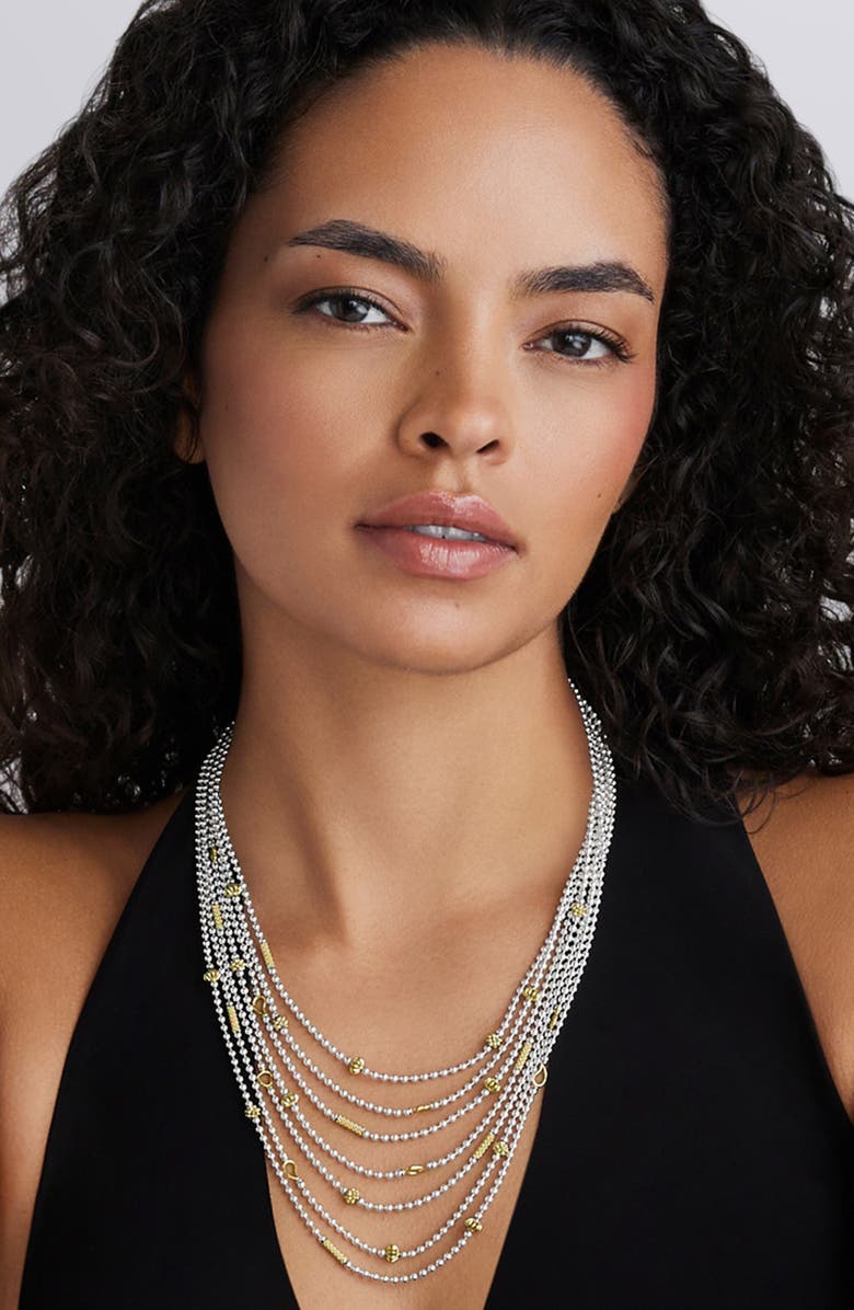 LAGOS Two-Tone Caviar Icon Five-Row Strand Necklace, Alternate, color, Silver/ Gold