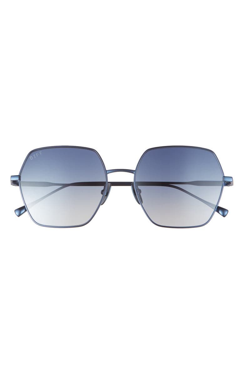 DIFF Harlowe 55mm Square Sunglasses, Main, color, Aegean Blue Flash