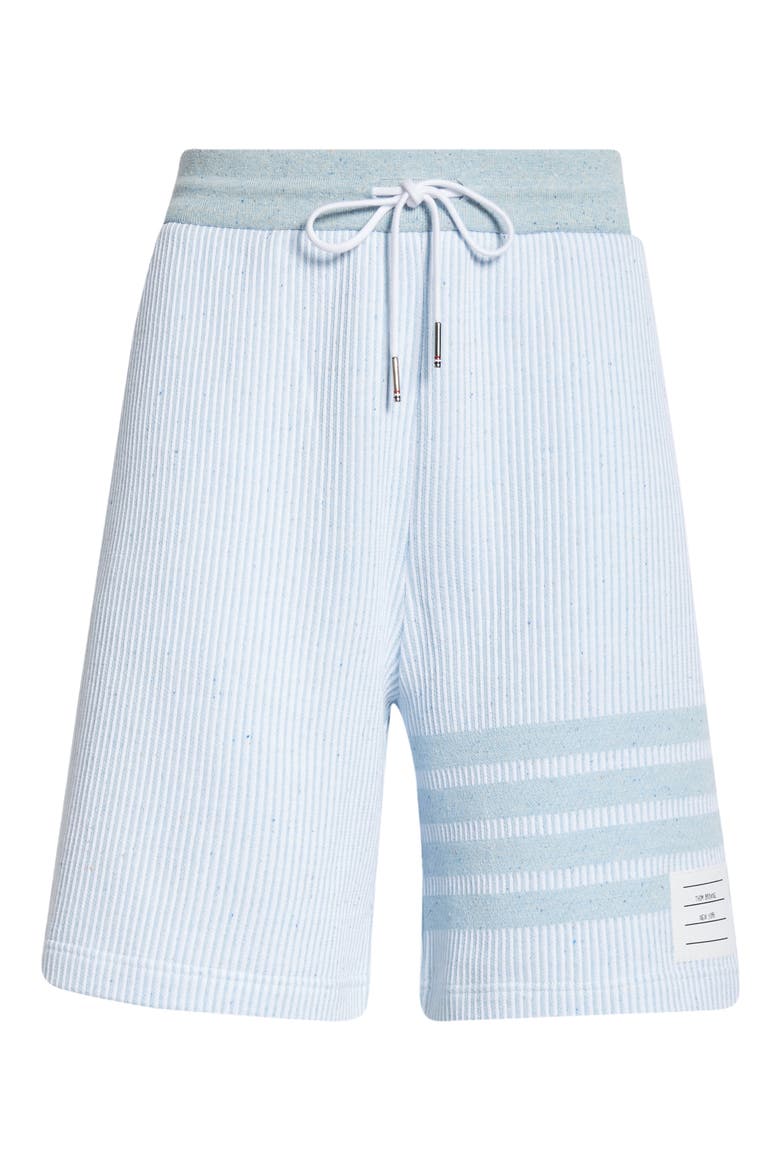 4-Bar Stripe Cotton & Silk Knit Shorts, Alternate, color, LIGHT BLUE