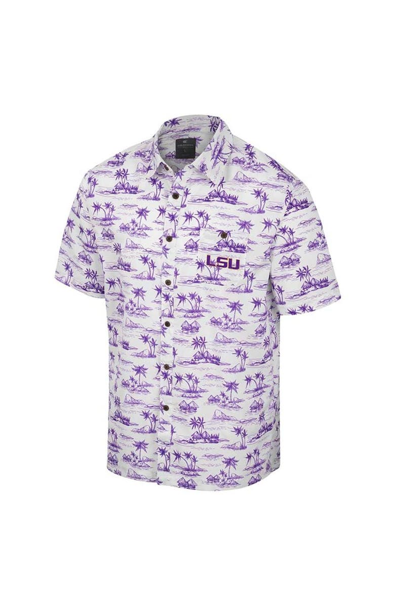 COLOSSEUM Men's Colosseum White LSU Tigers Spontaneous is Romantic Camp Button-Up Shirt, Alternate, color,