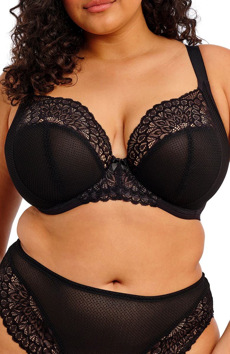 Elomi Tiernie Underwire Plunge Bra, Alternate, color, Black