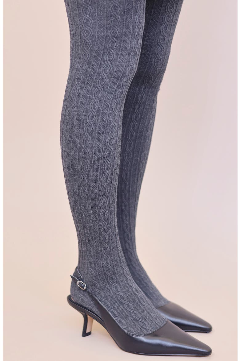 Cable Knit Tights, Alternate, color, GREY