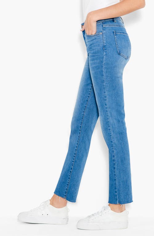 Nic + Zoe High Waist Raw Hem Ankle Straight Leg Jeans In Blue