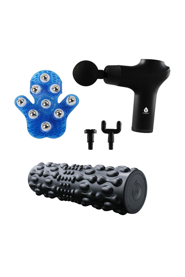 Deep Relief Wellness Bundle - Shiatsu Heating Neck & Back Massager + 3-Speed Massage Gun, Main, color, Multicolor